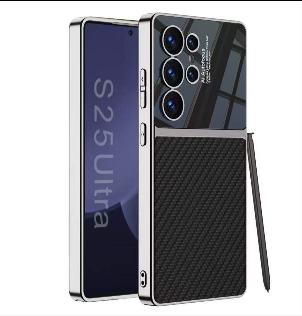 Samsung Galaxy S25 Ultra Luxury Leather Carbon Finish Mobile Case Cover
