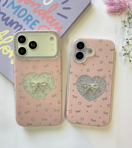 PINK BOW SHIMMER IPHONE CASE