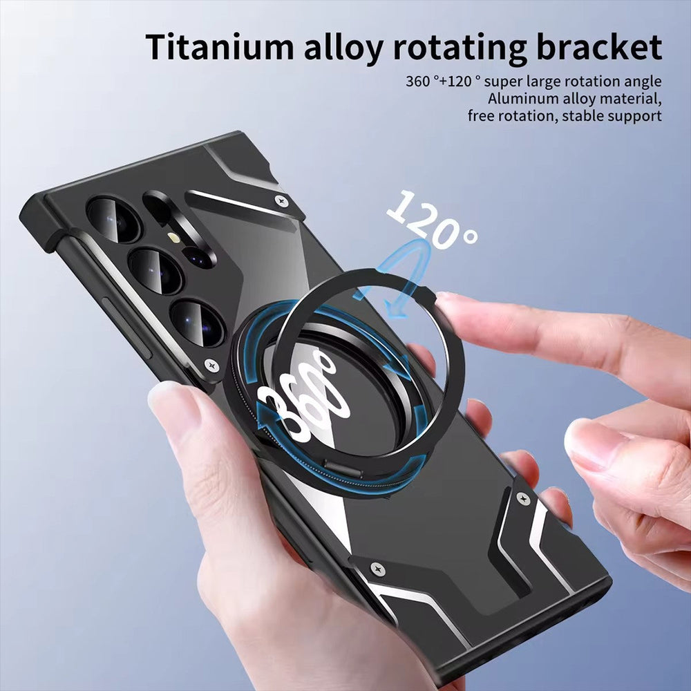 iPhone 15 Pro Metal Premium Mobile Case Cover With Magsafe And Stand For iPhone And Samsung Series