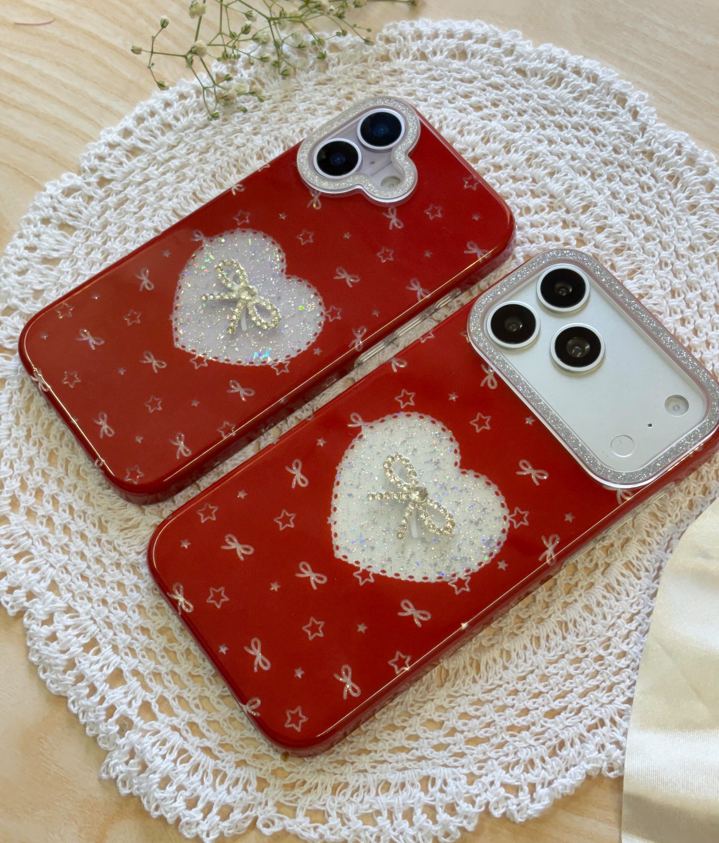 RED BOW SHIMMER IPHONE CASE
