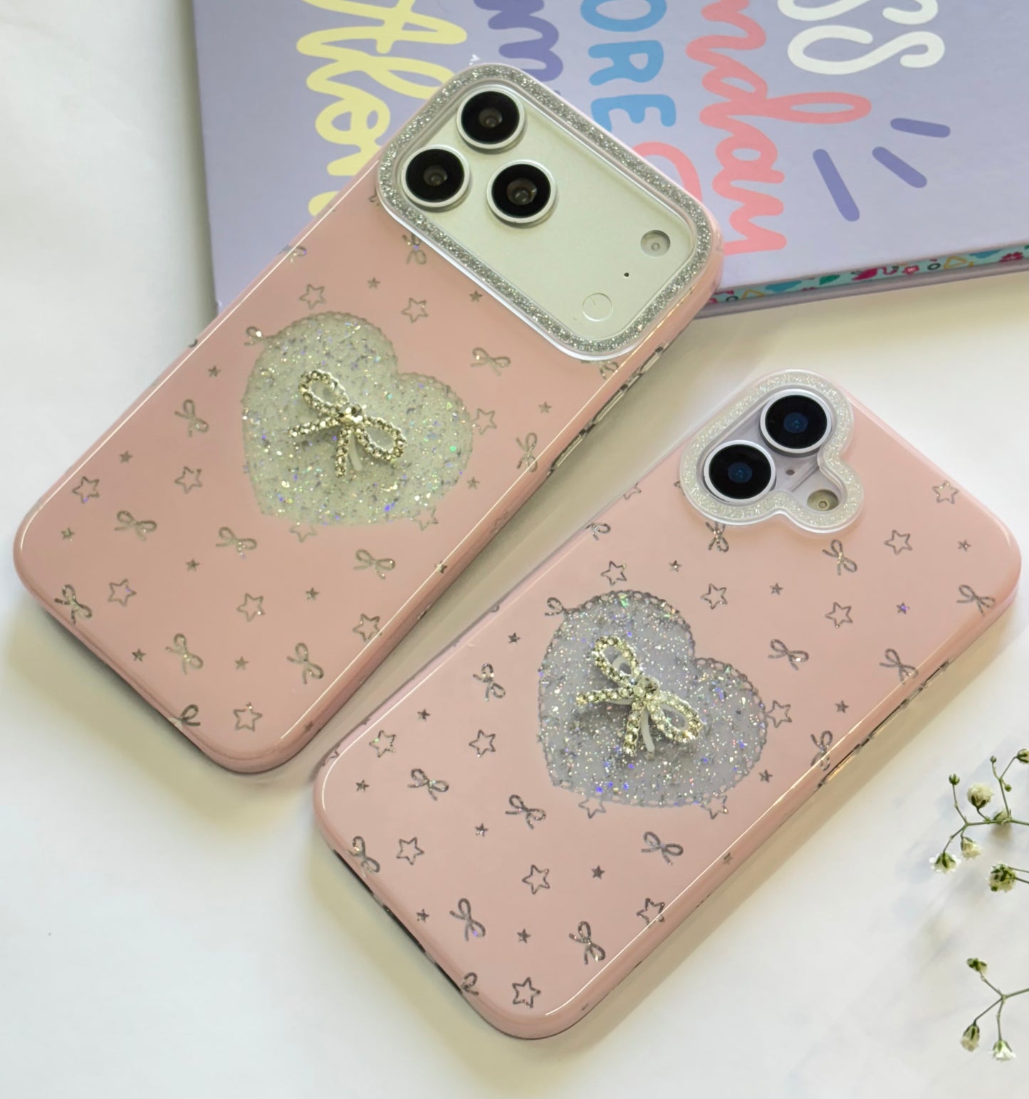 PINK BOW SHIMMER IPHONE CASE