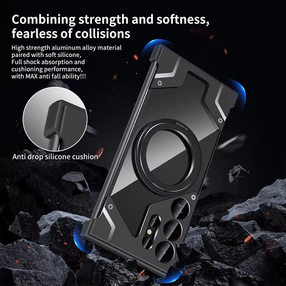 iPhone 15 Pro Metal Premium Mobile Case Cover With Magsafe And Stand For iPhone And Samsung Series
