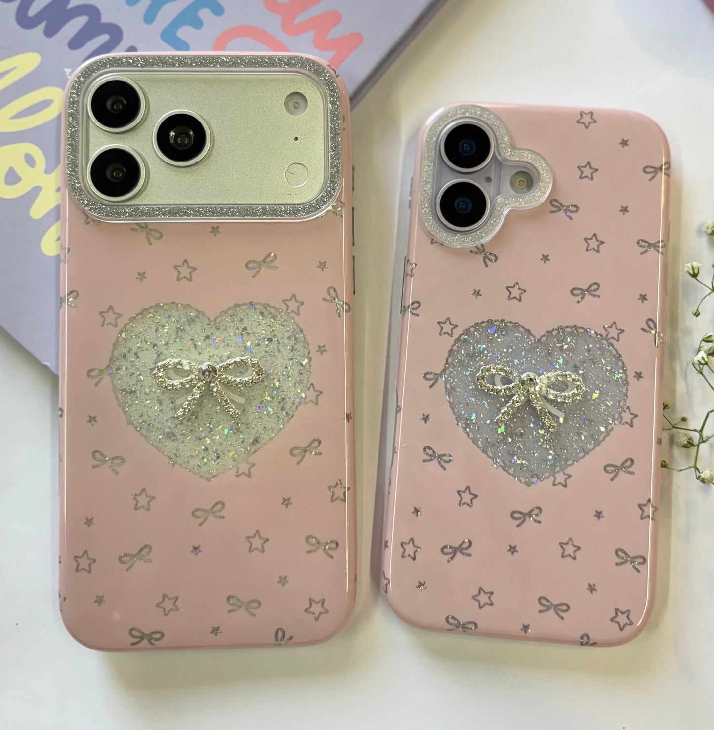 PINK BOW SHIMMER IPHONE CASE
