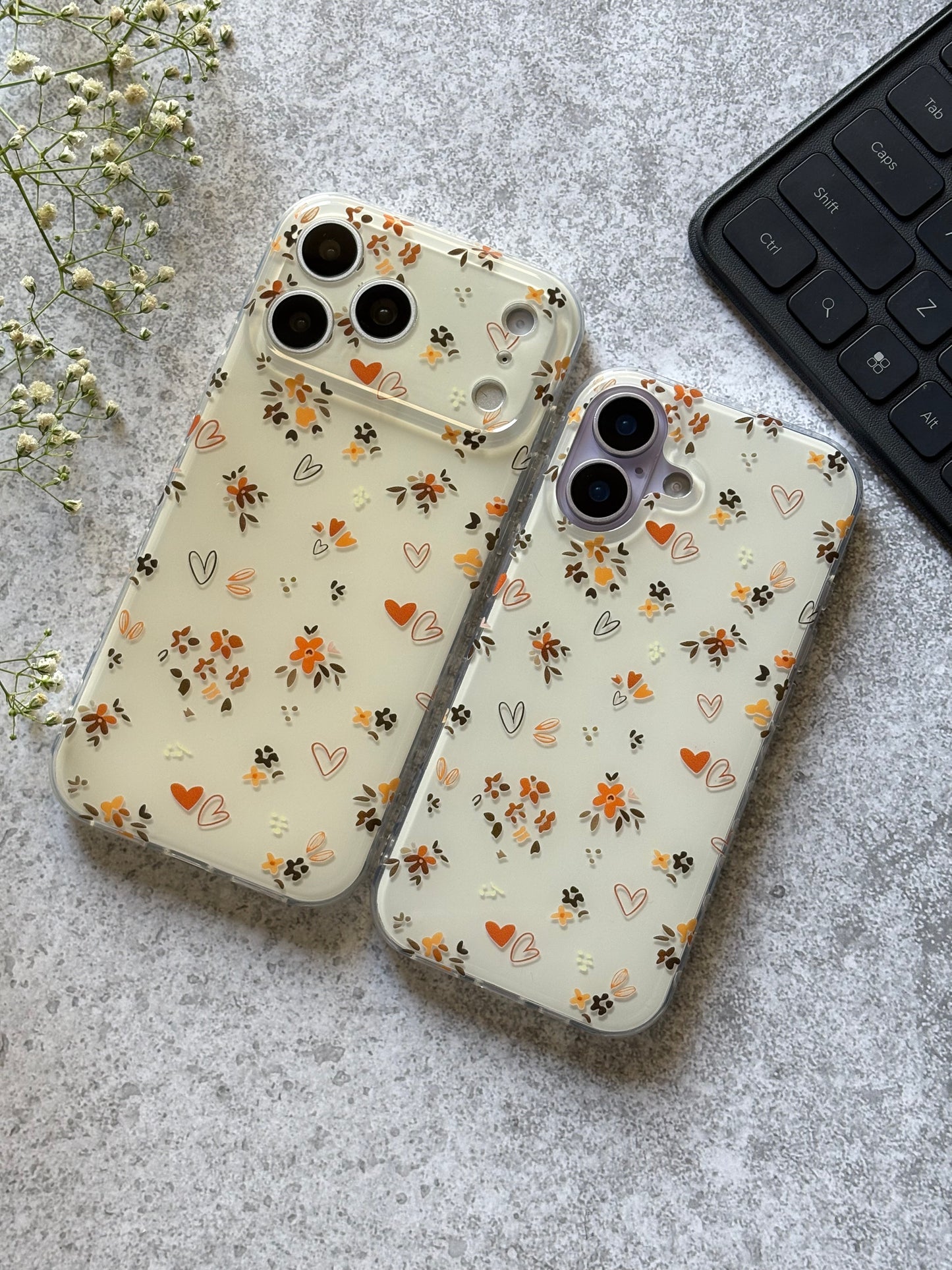 HEART FLOWER SIDE HEART IPHONE CASE