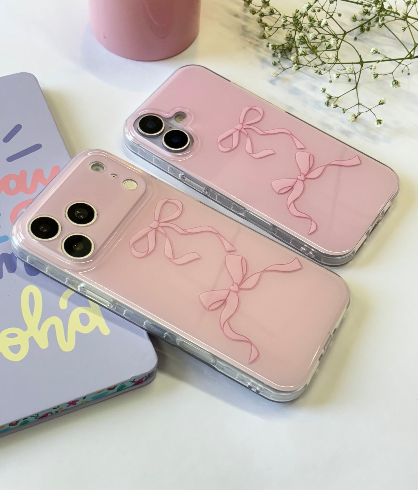 PINK BOW SIDE HEART IPHONE CASE