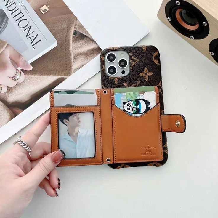 iPhone 16 Plus Brand Luxury Cardholder wallet with Sling Mobile Case Cover