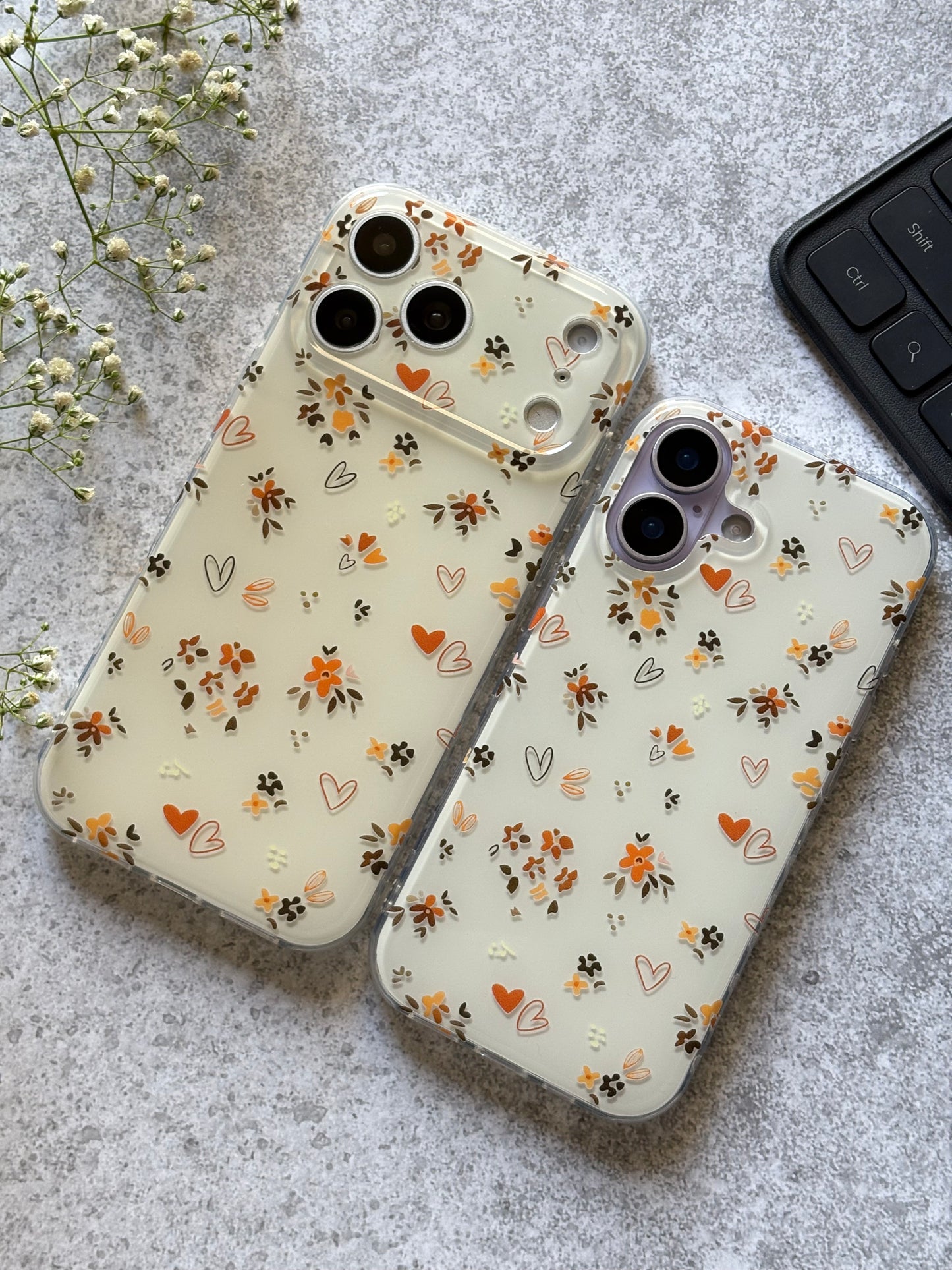 HEART FLOWER SIDE HEART IPHONE CASE