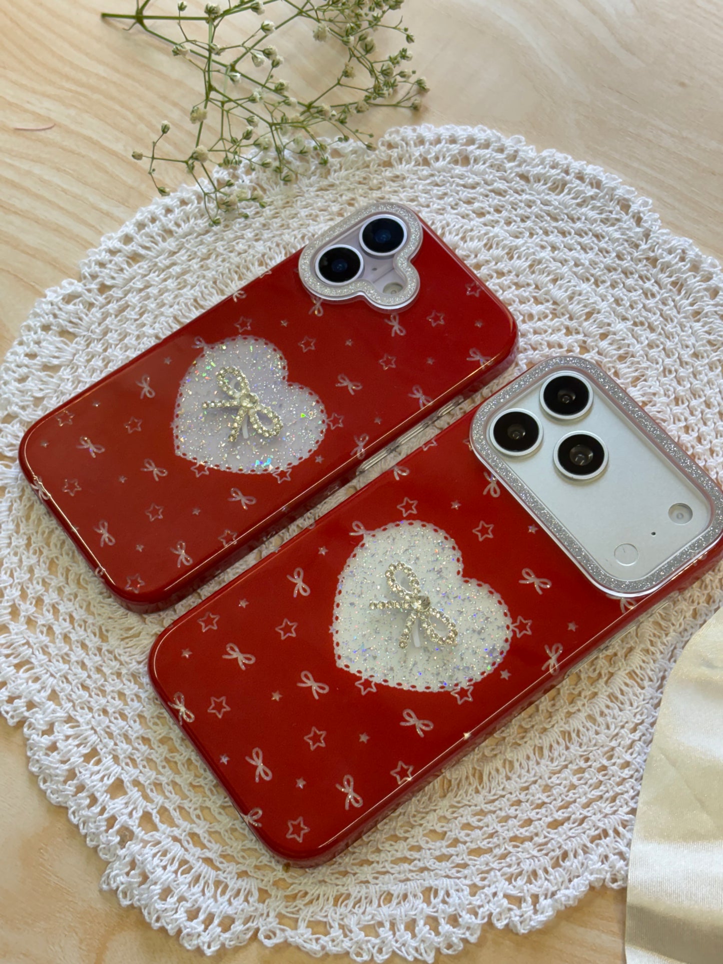 RED BOW SHIMMER IPHONE CASE