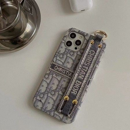 iPhone 16 Pro Max Luxury CD Wrist Belt Leather Mobile Case Cover (Grey)