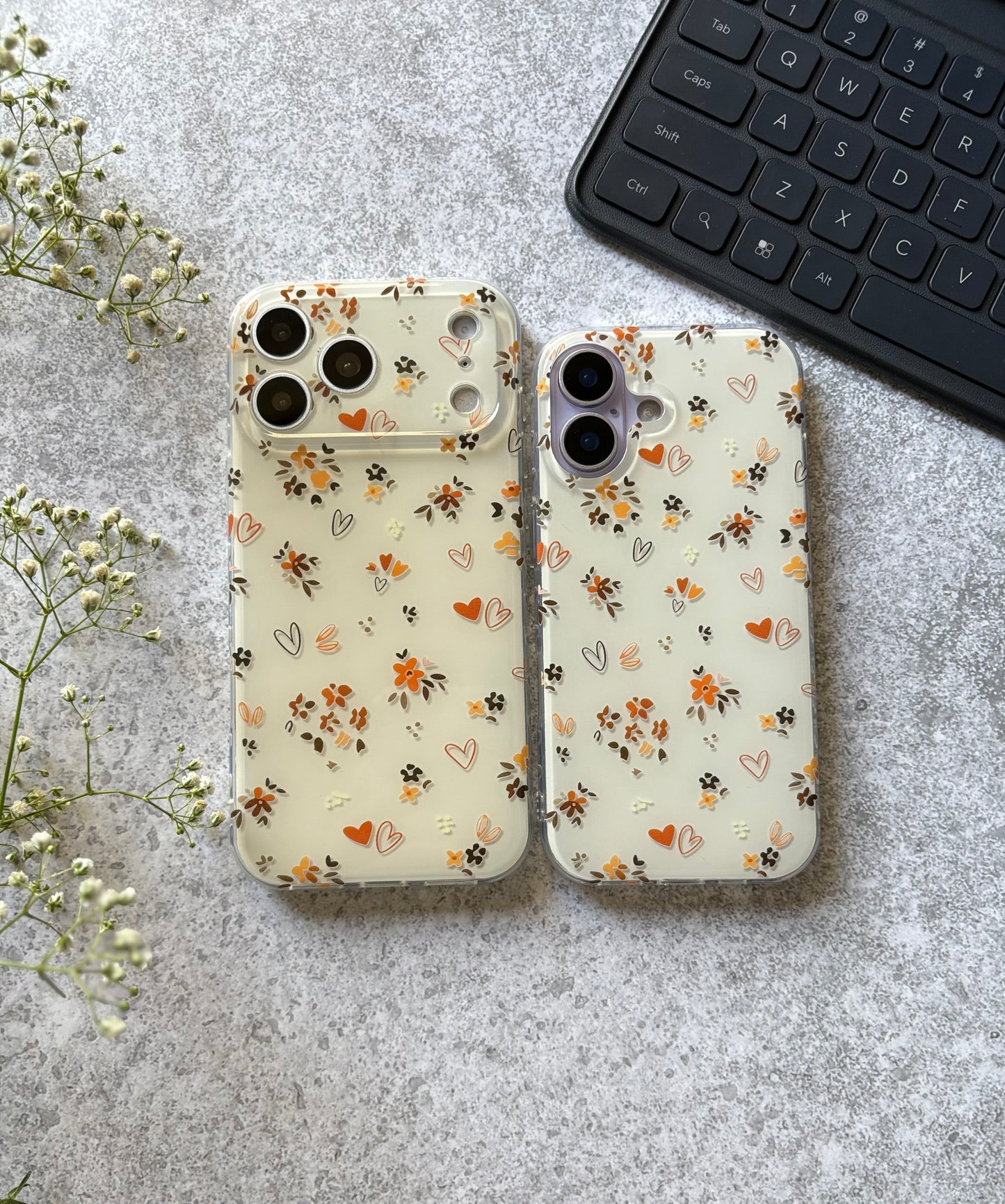 HEART FLOWER SIDE HEART IPHONE CASE