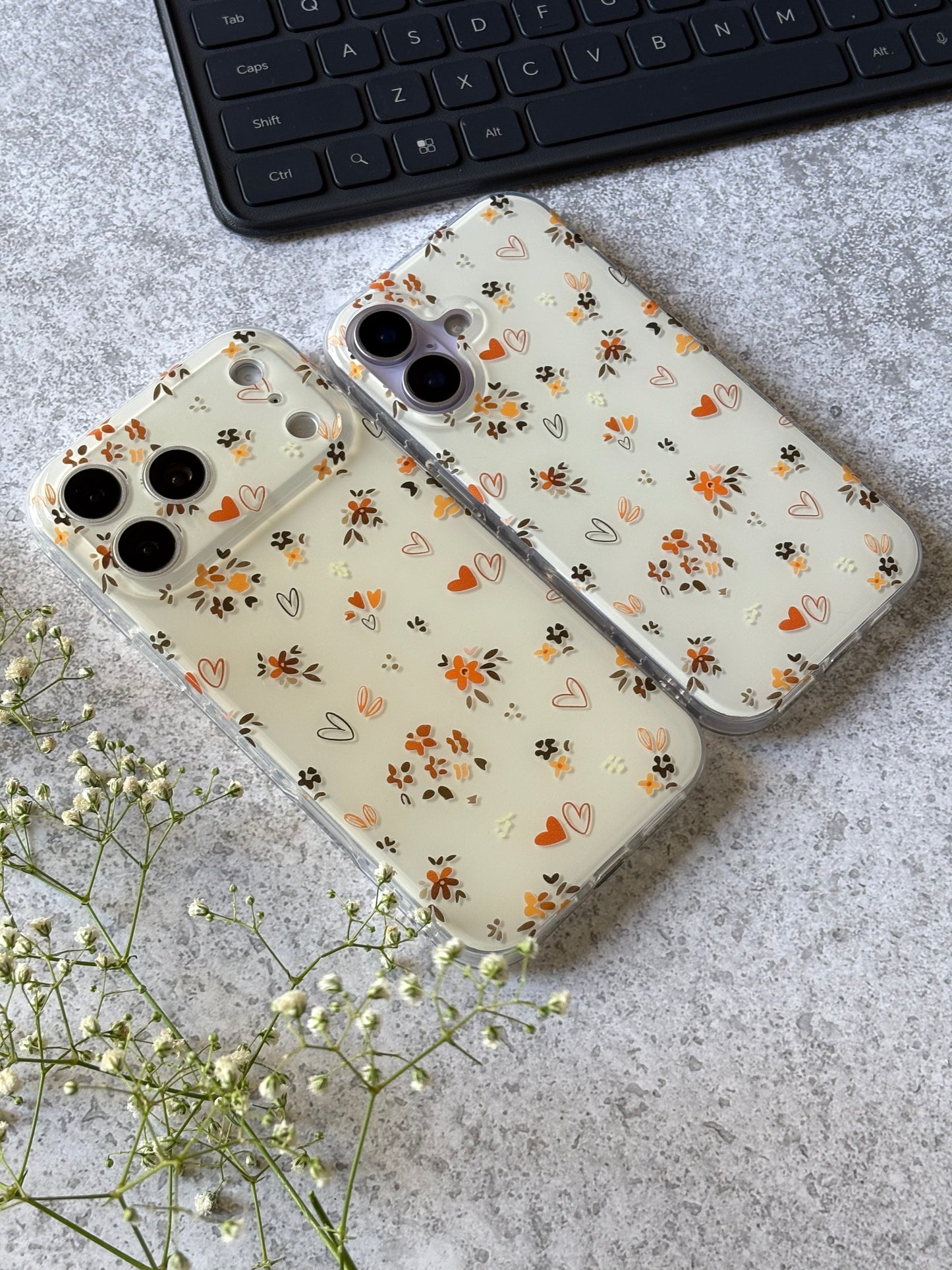 HEART FLOWER SIDE HEART IPHONE CASE