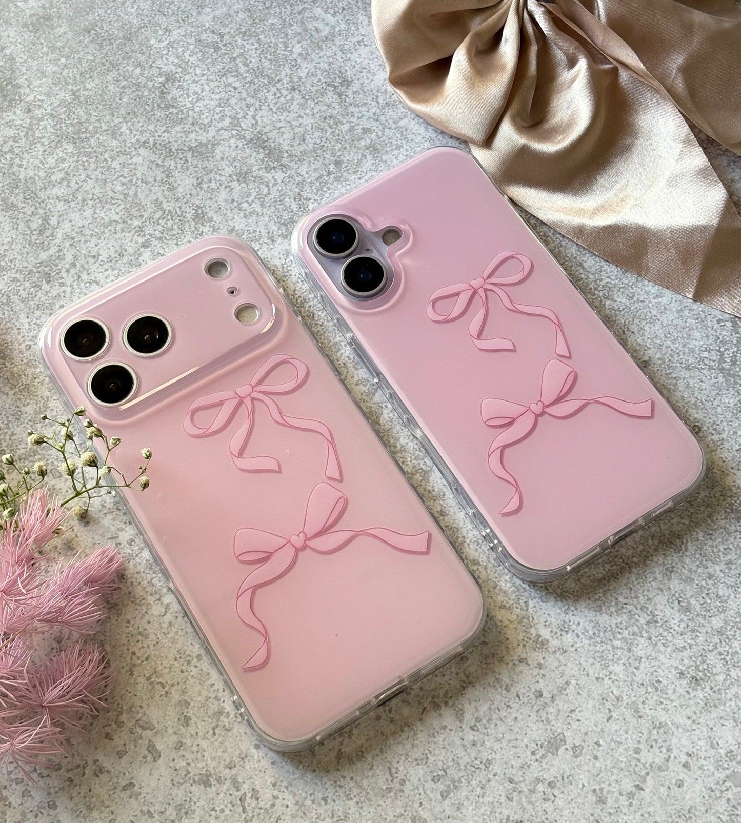 PINK BOW SIDE HEART IPHONE CASE
