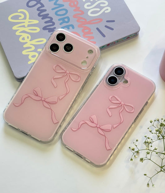 PINK BOW SIDE HEART IPHONE CASE