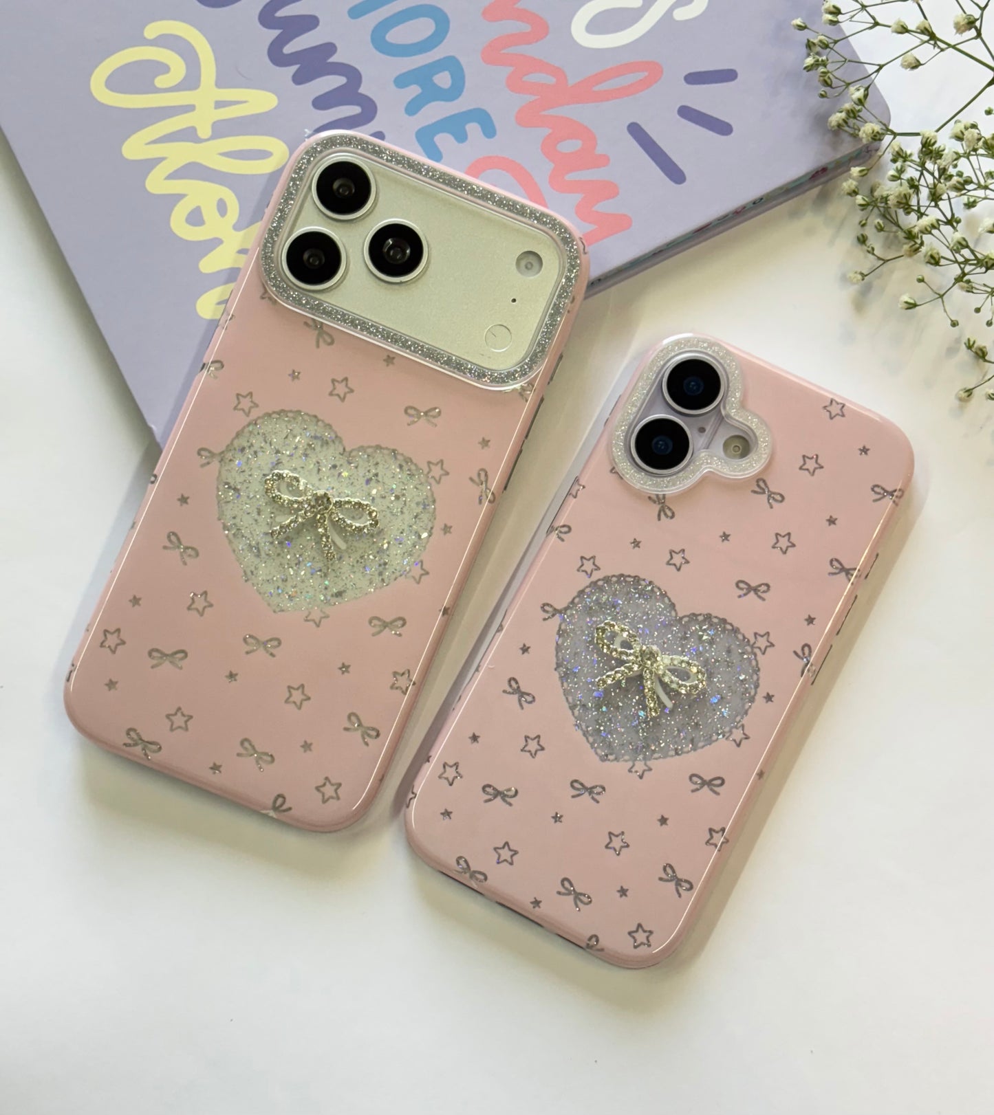 PINK BOW SHIMMER IPHONE CASE