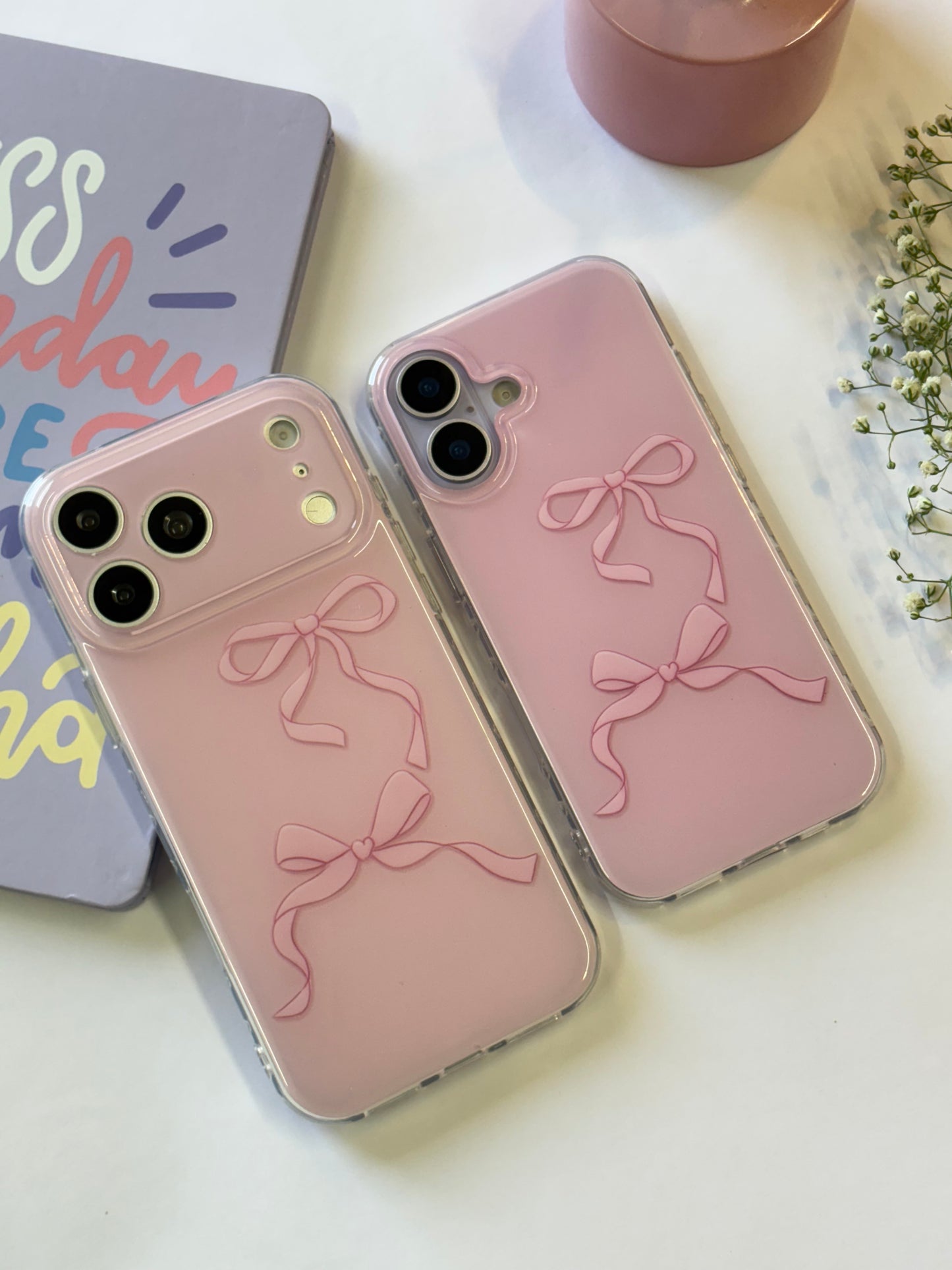 PINK BOW SIDE HEART IPHONE CASE
