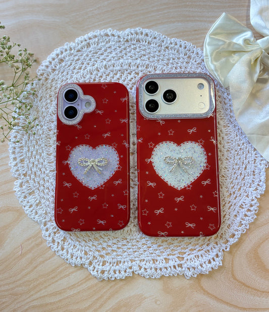 RED BOW SHIMMER IPHONE CASE
