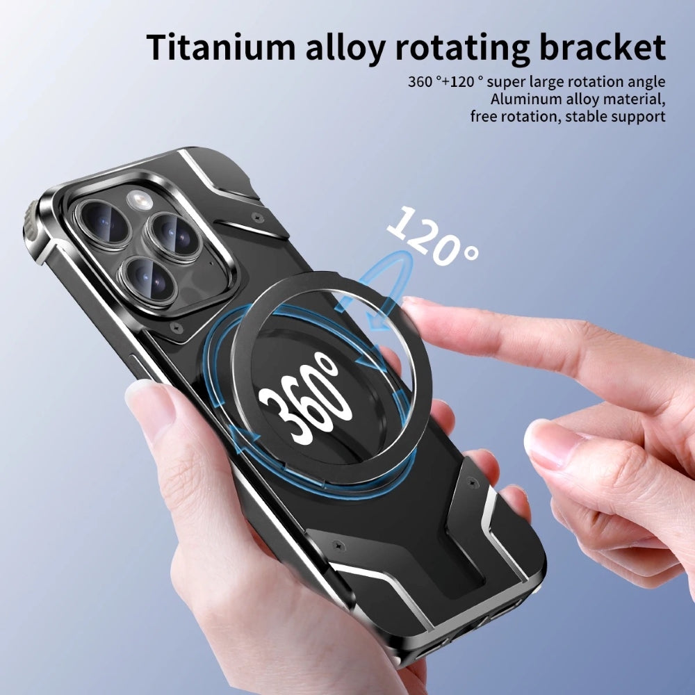iPhone 15 Pro Metal Premium Mobile Case Cover With Magsafe And Stand For iPhone And Samsung Series