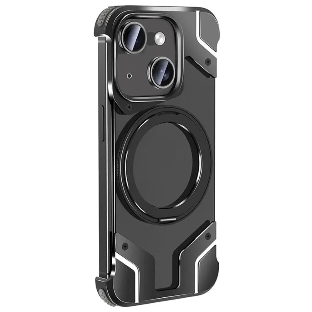 iPhone 15 Pro Metal Premium Mobile Case Cover With Magsafe And Stand For iPhone And Samsung Series