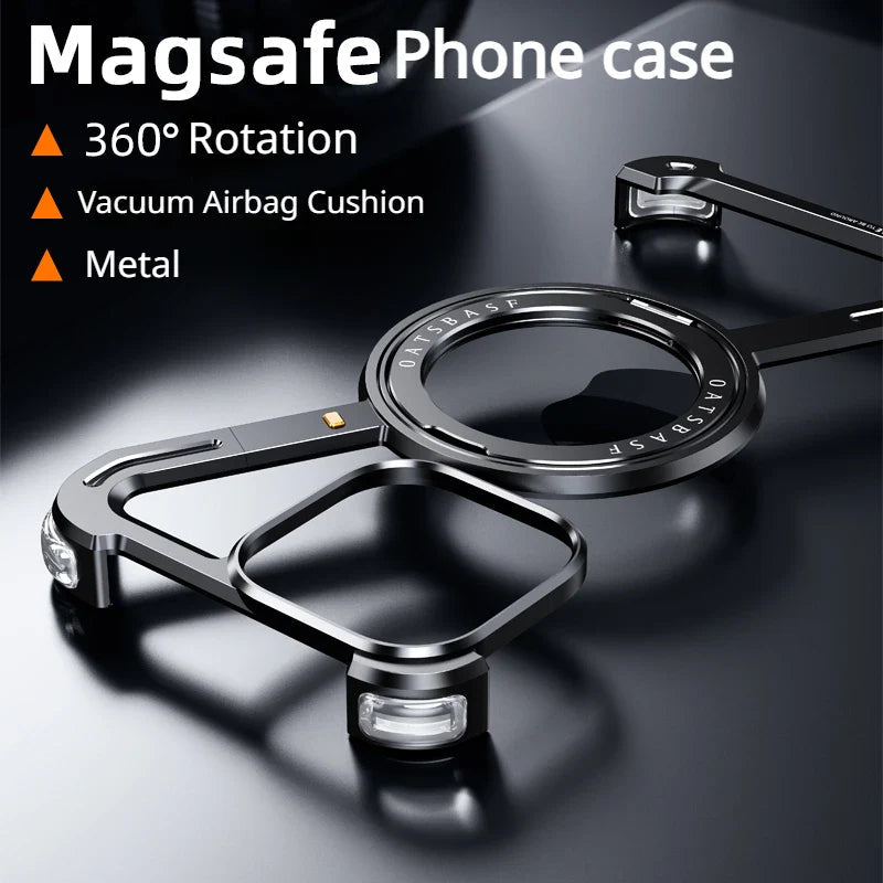 iPhone 15 Z Shape Metal Aluminium 360° Rotating Frameless Mobile Case Design