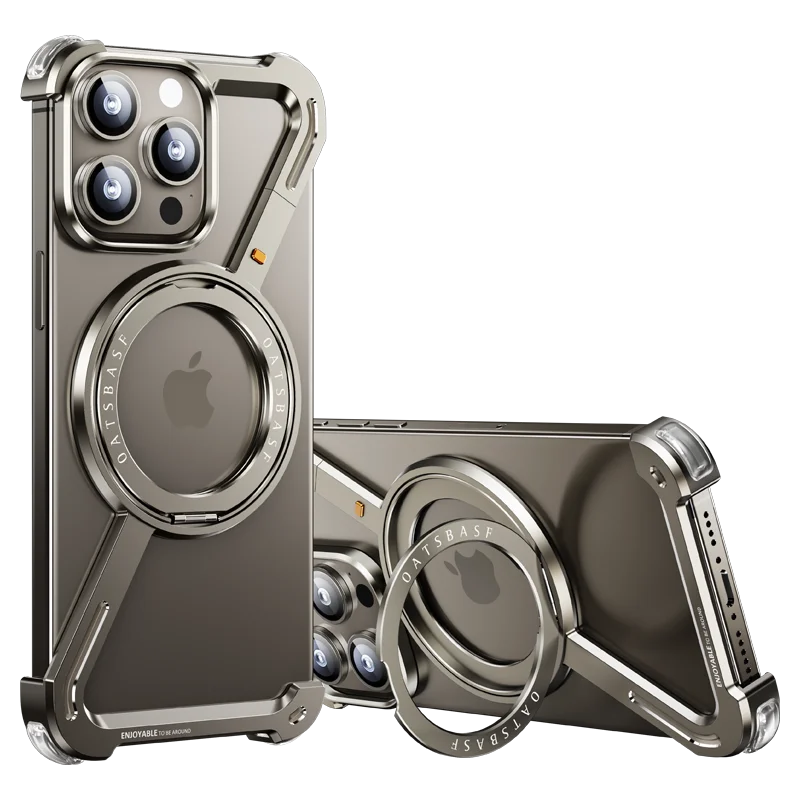 iPhone 15 Z Shape Metal Aluminium 360° Rotating Frameless Mobile Case Design