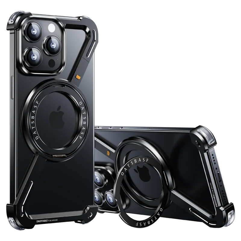 iPhone 15 Z Shape Metal Aluminium 360° Rotating Frameless Mobile Case Design