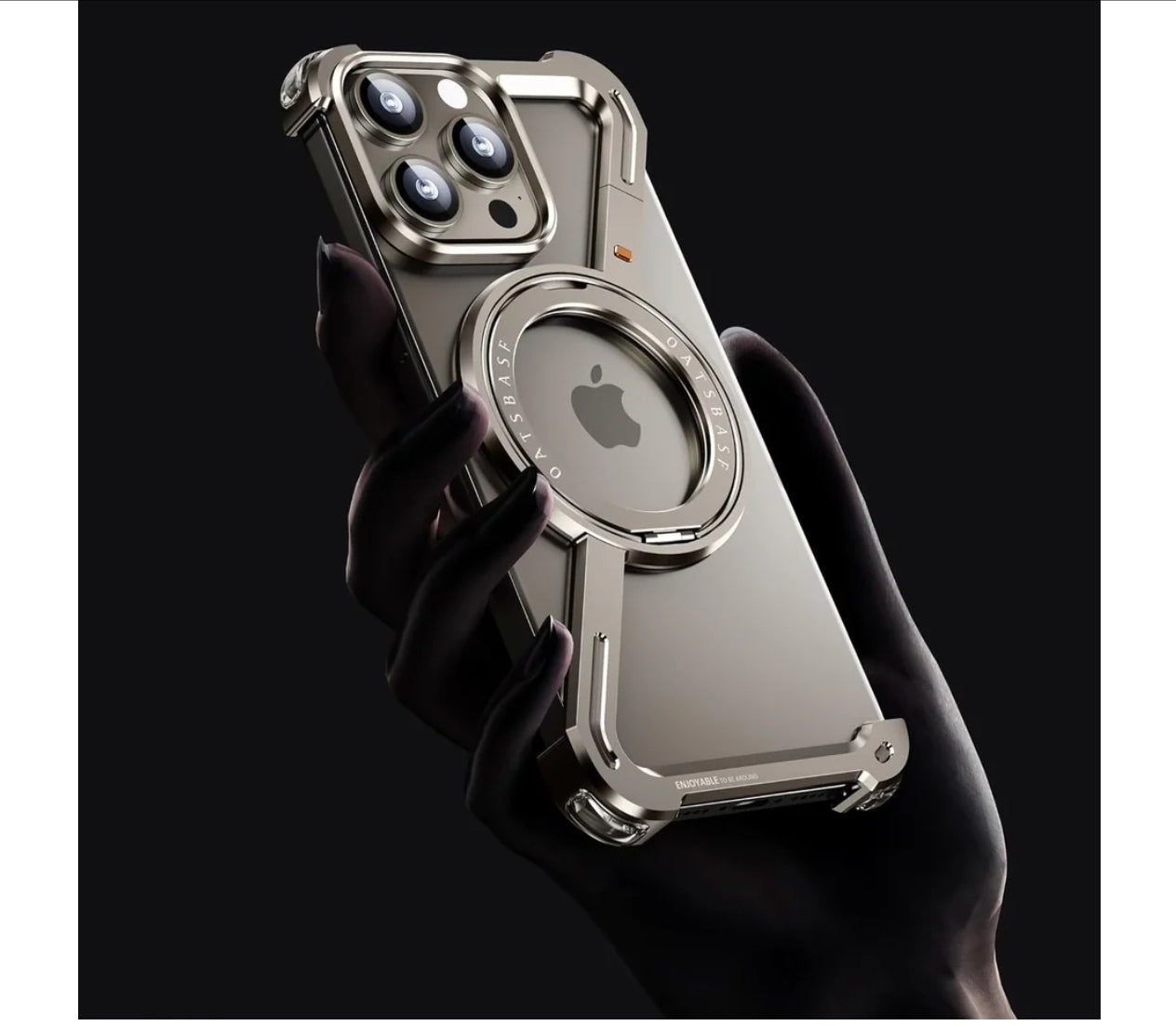 iPhone 15 Z Shape Metal Aluminium 360° Rotating Frameless Mobile Case Design