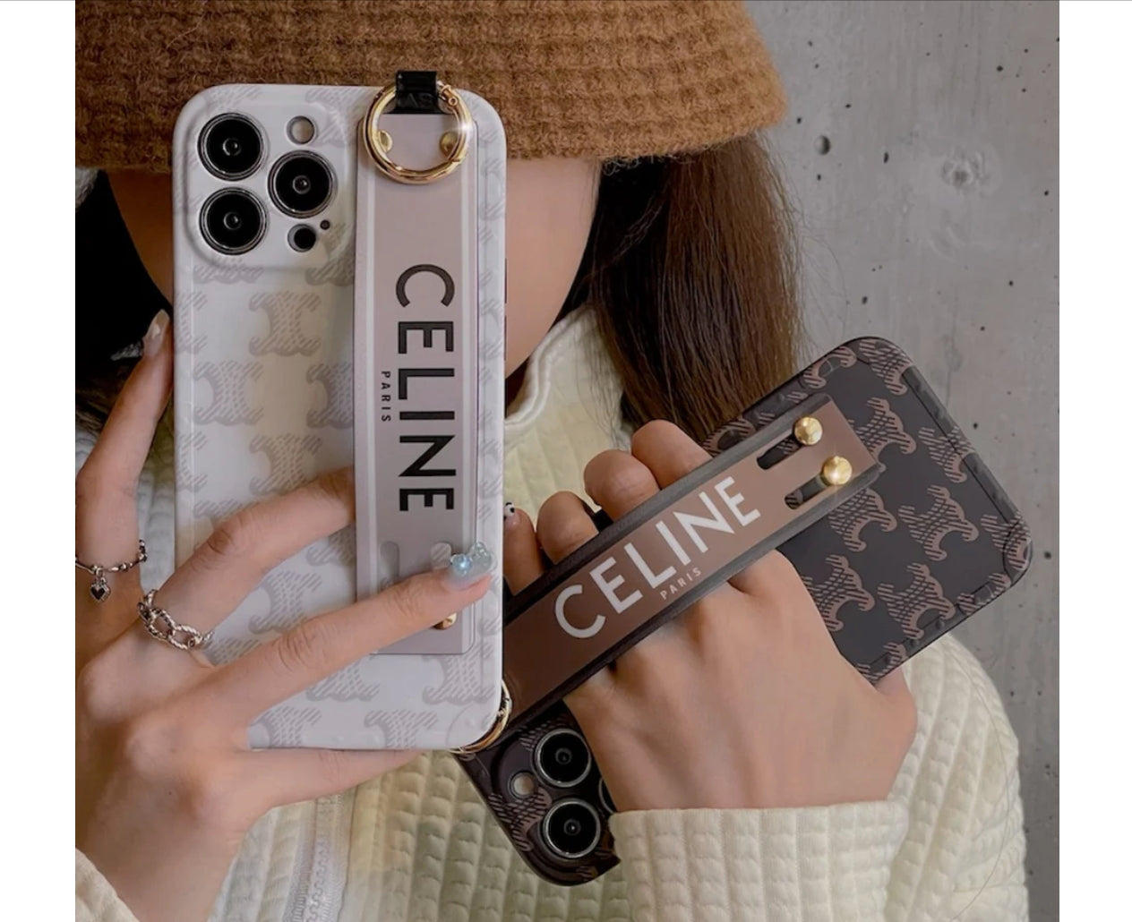 iPhone 15 Pro Luxury Brand CEN Strap Belt Mobile Case Cover