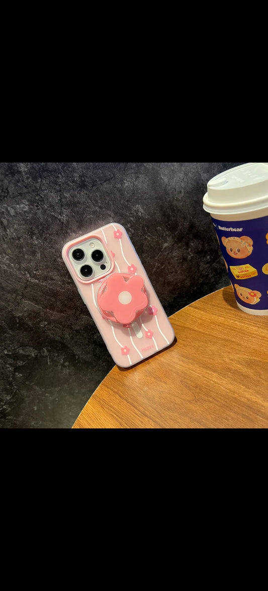 iPhone 13 Cute Flower Pop-Socket with Magsafe Mobile Cover Case