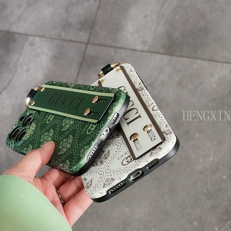 iPhone 15 Luxury brand with wrist strap mobile case