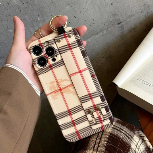 iPhone 15 Plus Luxury Brand BBR Wrist Belt Mobile Case