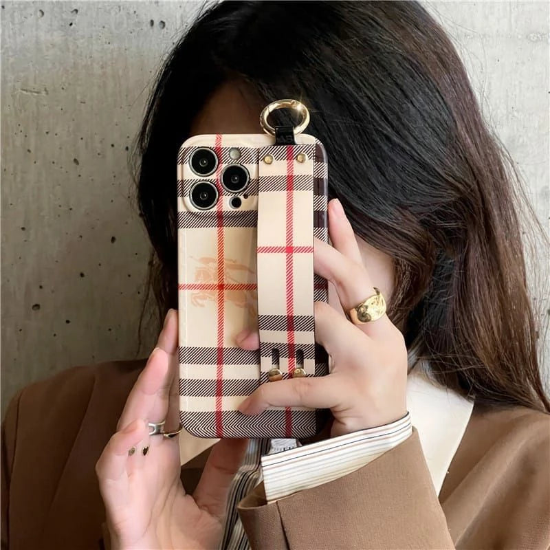 iPhone 15 Pro Luxury Brand BBR Wrist Belt Mobile Case