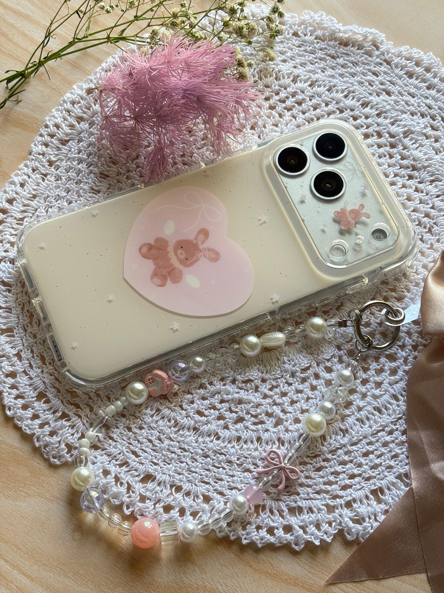 TEDDY HEART CUTE CHARM IPHONE CASE