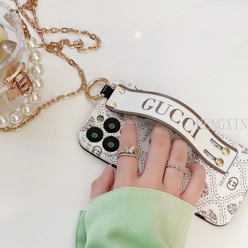 iPhone 15 Luxury brand with wrist strap mobile case