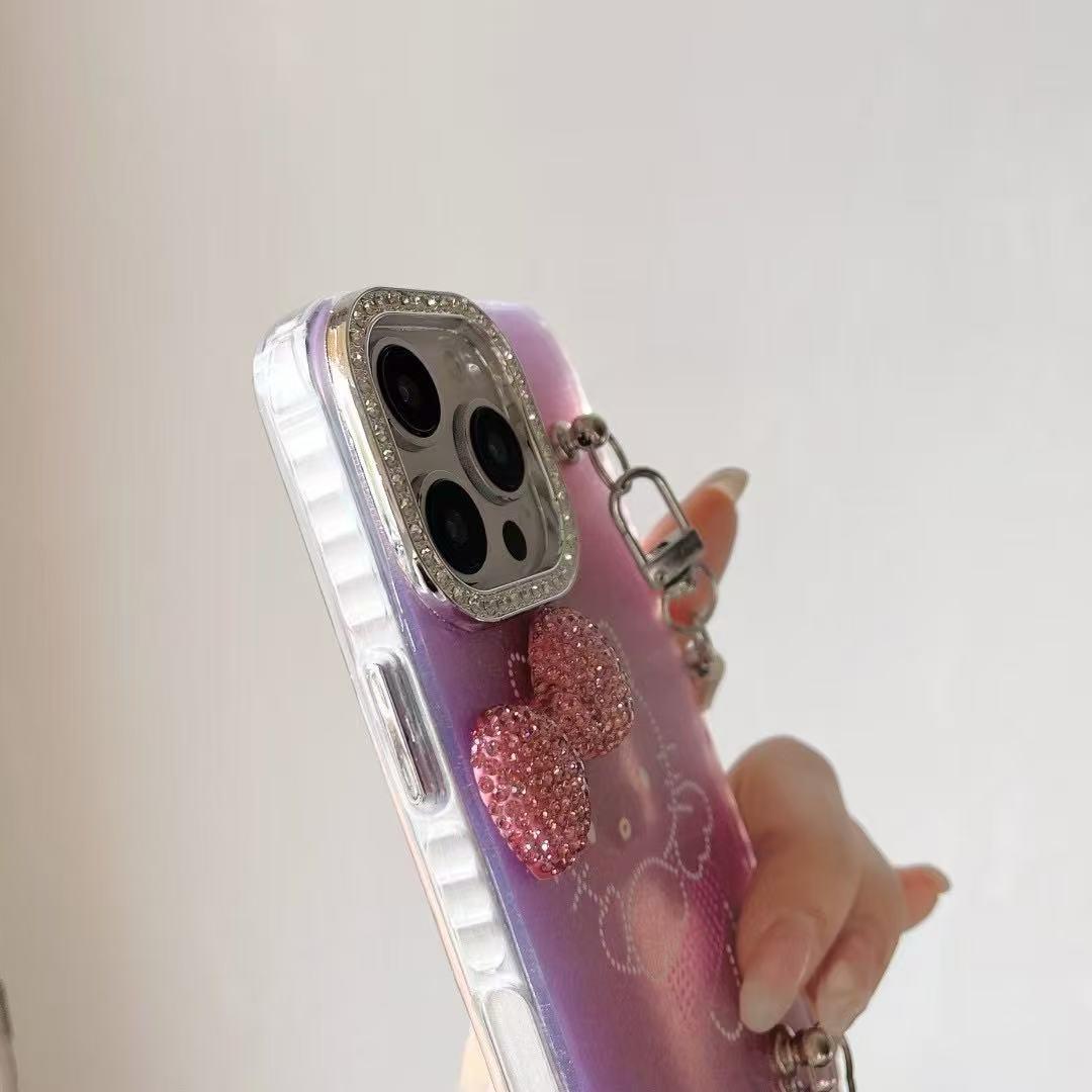 iPhone 15 Cute Pink Ketty Case Cover With Charms