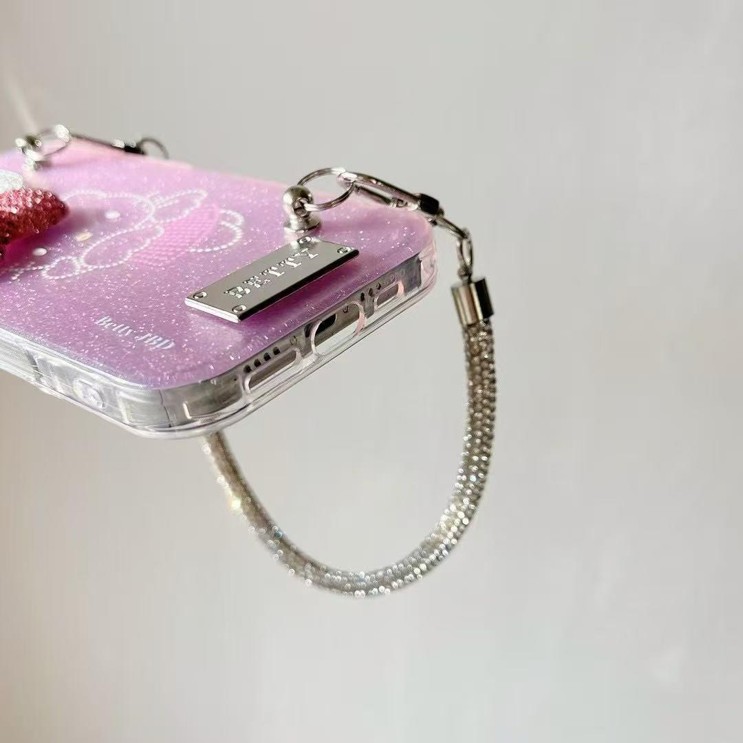 iPhone 15 Cute Pink Ketty Case Cover With Charms