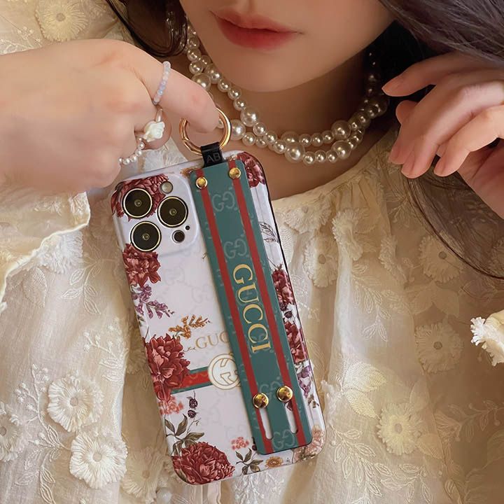 iPhone 15 Luxury Brand GG Wrist Belt Mobile Case