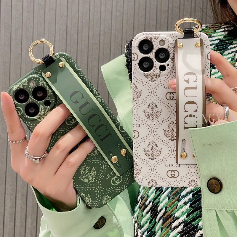 iPhone 15 Luxury brand with wrist strap mobile case