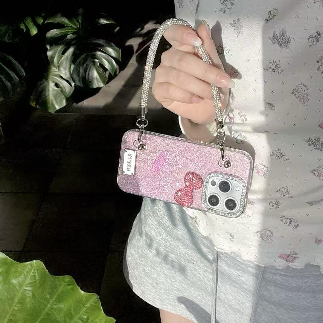 iPhone 15 Cute Pink Ketty Case Cover With Charms