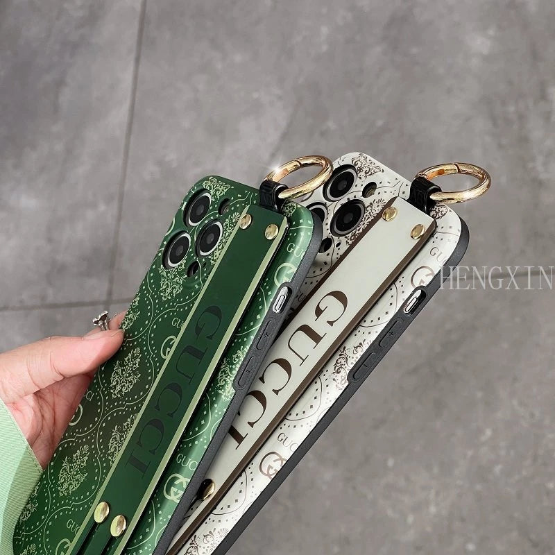 iPhone 15 Luxury brand with wrist strap mobile case