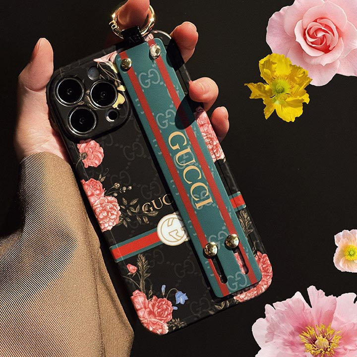 iPhone 15 Luxury Brand GG Wrist Belt Mobile Case