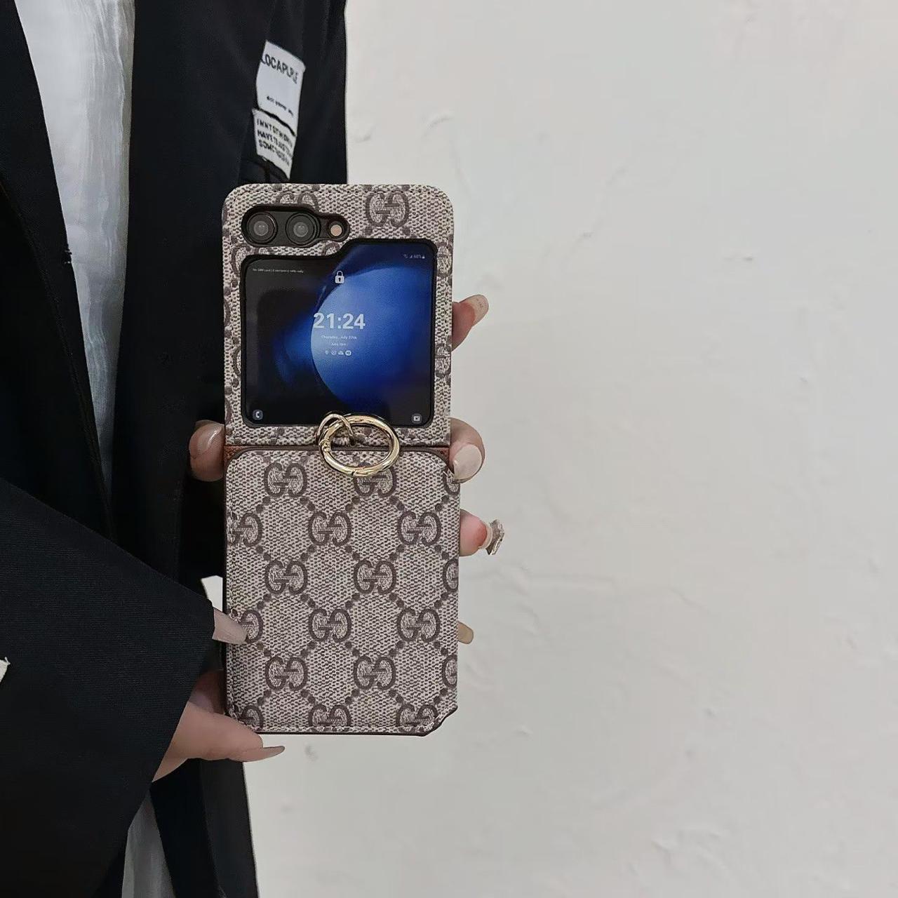 Samsung Galaxy Z Flip 5 Luxury Brand Card Holder Leather Mobile Case