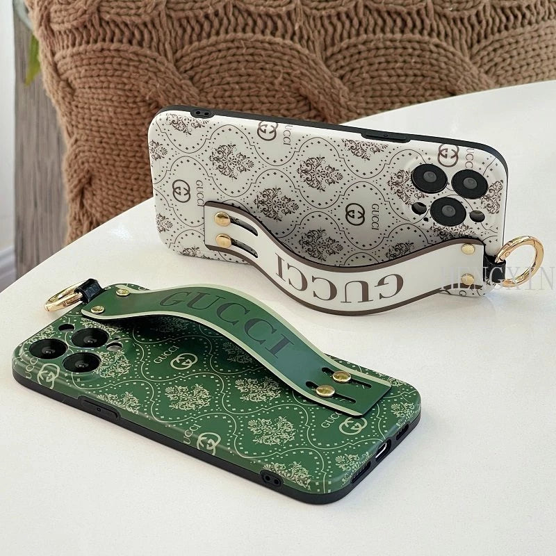 iPhone 15 Luxury brand with wrist strap mobile case