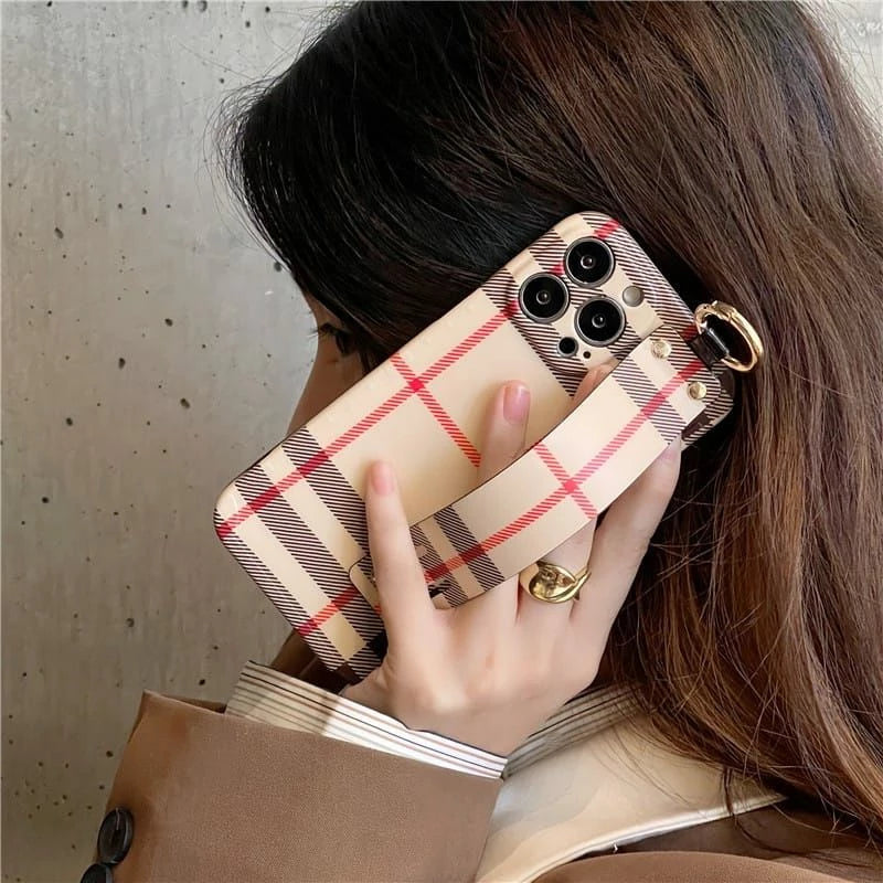iPhone 15 Pro Luxury Brand BBR Wrist Belt Mobile Case